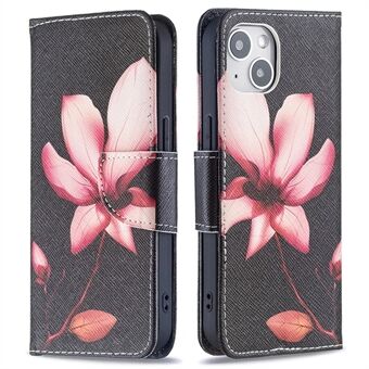 Patroonprintende portemonnee telefoonhoesje voor iPhone 15, staande PU lederen + TPU telefoonhoes