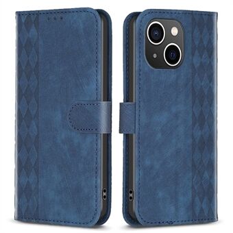 Geprint Rhombus PU-leren hoesje voor iPhone 15, valbestendige standaard portemonnee-telefoonhoes.