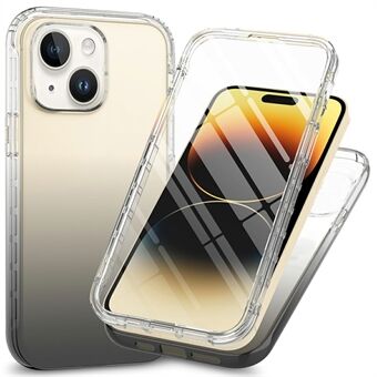 Beschermhoes voor iPhone 15, Gradient Kleur PC+TPU Telefoonhoesje met PET Schermbeveiliging