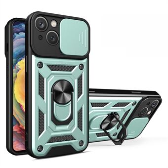 Voor de iPhone 15 - Schuif Cameralens Hoesje - Schokbestendig mobiel hoesje met PC+TPU - Telefoonhoesje met standaard.