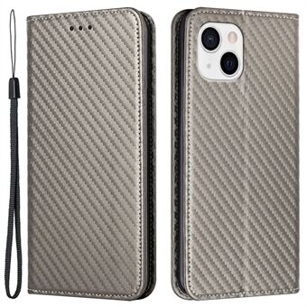 Voor iPhone 15 Carbon Fiber Texture PU lederen+TPU portemonneehoes met kijkstandaard telefoonhoes.