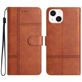 Leren portemonnee hoesje voor iPhone 15, met geëtste koeienhuid textuur en standfunctie telefoonhoes.