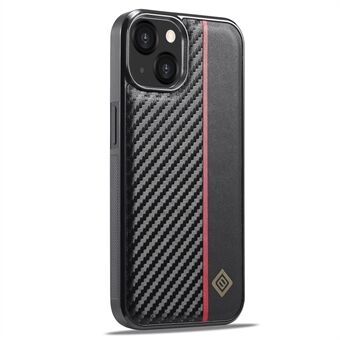 LC.IMEEKE Voor iPhone 15 Carbon Fiber Textuur Schokbestendige Telefoonhoes PU Leer+TPU+EVA Achterkant