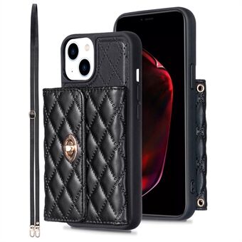 Voor iPhone 15 PU Leder + TPU Kickstand Hoesje met kaarthouder sleuven schokbestendige telefoonhoes.