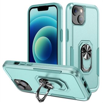 Voor iPhone 15 PC+TPU Schokbestendige Hoes Anti-val Telefoonhoesje met Ring Kickstand.