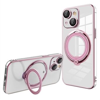 Draaibaar Ringstandaard Hoesje voor iPhone 15, PC+TPU Magnetische Telefoonhoes compatibel met MagSafe