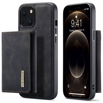 DG.MING M1-serie Anti-Drop Kickstand Case voor iPhone 15 met PC+TPU+PU Magnetische Wallet Telefoonhoes.