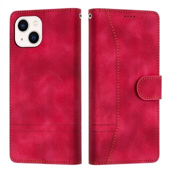 L002 Stikselpatroon Retro Leren Telefoonhoesje voor iPhone 15, Portemonnee Stand Lijnen Gedrukt Hoesje.