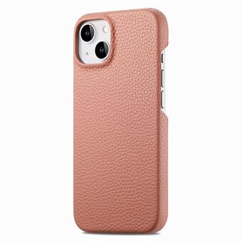 Litchi-textuur hoesje voor iPhone 15, effen kleur, PU-leer gecoate PC, telefoonhoesje tegen vallen.