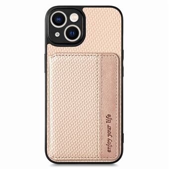 Carbon Fiber Textuur Telefoonhoesje voor iPhone 15 Magnetische Portemonnee Kickstand Anti-val Hoesje