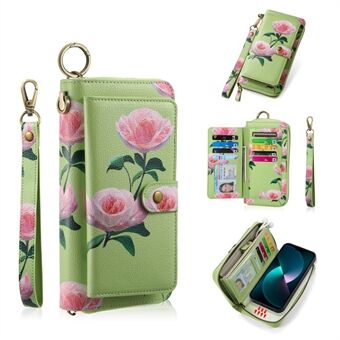 POLA Style 003 Afneembare 2-in-1 Telefoonhoesje voor iPhone 15 TPU+PU Schokbestendige hoes met portemonnee en bandje.