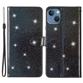 Glittery PU Lederen Beschermhoes voor iPhone 15, Portemonnee Standaard Telefoonhoesje