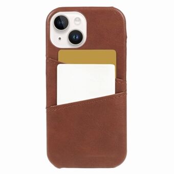 Voor iPhone 15 PU-leren beklede PC-hoesje met 2 kaartsleuven, anti-kras telefoonhoesje.