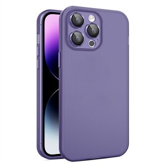 Voor iPhone 15 PC+TPU Anti-kras Telefoonhoesje Doorschijnende Matte Huidaanraking Achterkant Cover met Glas Lens Folie.