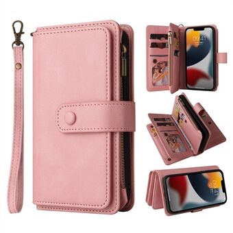 KT Multi-Functional Series-2 voor iPhone 15 meerdere kaartsleuven Portemonnee Standcover Ritsvak Leren Telefoonhoes