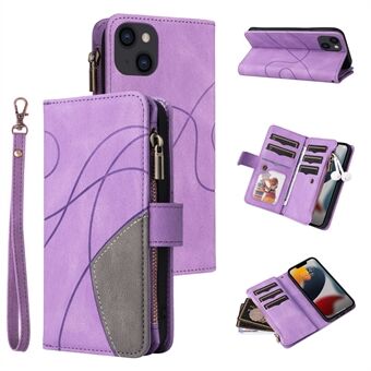 KT Multi-function Series-5 Voor iPhone 15 Leren Portemonnee Stand Telefoonhoesje 9 Kaartsleuven Ritszak Inzetstukhoes.