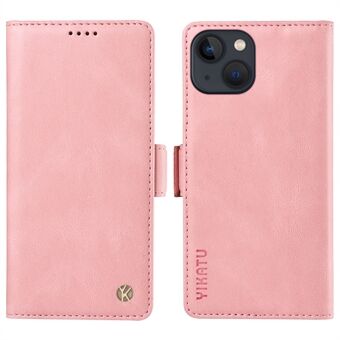 YIKATU YK-005 Voor iPhone 15 Huid-aanraking PU Leren Telefoonhoes Schokbestendige Portemonnee Stand Cover