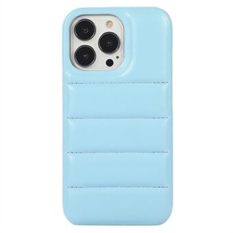 Voor iPhone 15 PU lederen gecoate PC telefoonhoes schokbestendige donsjas achterkant hoesje.