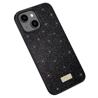 SULADA Achterkant voor iPhone 15, PU Lederen Coating PC + TPU Hoesje met Glitter Pailletten voor Telefoon