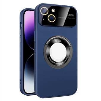 Achterkant Logo Vergrootglas PC+TPU Hoesje voor iPhone 15 Anti-Val Telefoonhoesje met Glazen Lens Folie Compatibel met MagSafe
