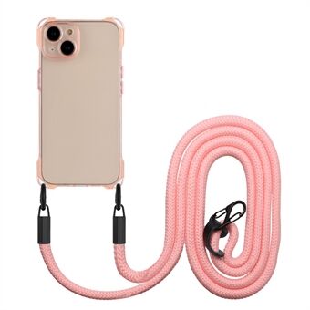 Voor iPhone 15 Slanke Telefoonhoes met Vierhoekige Anti-val TPU Case en Hangkoord