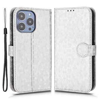 Voor iPhone 15 PU Leren Portemonnee Telefoonhoesje met Standfunctie en Puntjespatroon, Schokbestendige Hoes