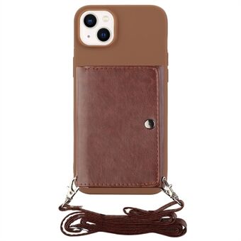 PU Leren Portemonnee Telefoonhoesje voor iPhone 15, TPU Telefoonhoesje met Kickstand en Schouderriem