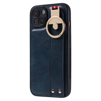 Voor iPhone 15 Polsbandje Kickstand Beschermhoes PU Lederen Gecoate PC+TPU Flesopener Telefoonhoesje