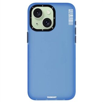 YOUNGKIT Gekleurde Zandserie Voor iPhone 15 Metalen Lensframe Telefoonhoes Matte TPU Anti-val Cover