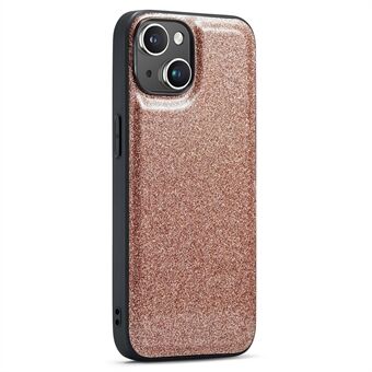 DG.MING Voor iPhone 15 Hoesje Valbescherming Glitter Leer+PC+TPU Telefoonhoesje