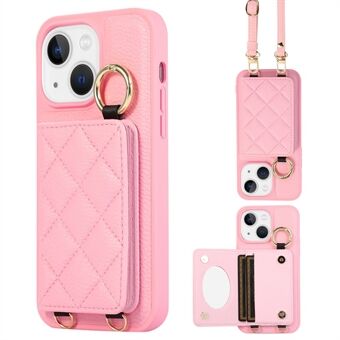 Voor iPhone 15 Hoesje PU+TPU Telefoonhoesje met Kaartsleuf Beschermhoes