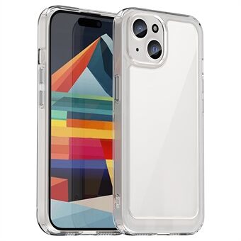 Acryl+TPU Telefoonhoesje voor iPhone 15 Transparante Hoes met Verchroomde Knoppen (Groot Achterlensgat)