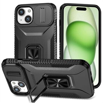 Voor iPhone 15 Kickstand-hoesje PC+TPU Anti-val telefoonhoesje met cameraglijbaan