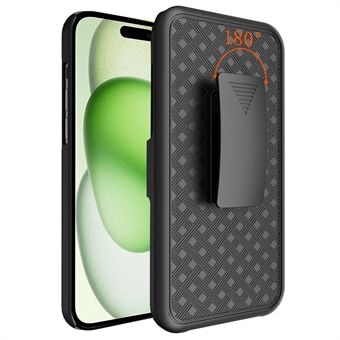 Voor iPhone 15 hoesje PC+TPU schuifscherm hoesje met kickstand telefoonbescherming shell met clip.