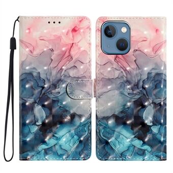 Voor iPhone 15 PU lederen hoesje met 3D patroon print portemonnee flip telefoonhoesje