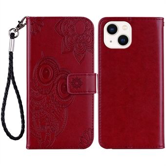 Voor iPhone 15 Hoesje Uil Patroon PU Lederen Staande Portemonnee Flip Telefoonhoes.