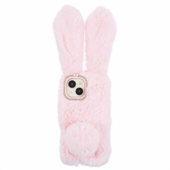 Voor iPhone 15 Fluffy Bunny Ear Case Flexibele TPU Beschermende Telefoonhoes