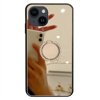 Voor iPhone 15 hoesje Spiegeloppervlak TPU + PC telefoonhoes met Ring Kickstand