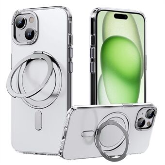 Voor iPhone 15-hoesje met draaibare ring en kickstand, gemaakt van TPU+PC-materiaal en mat ontwerp, compatibel met MagSafe.