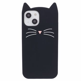 Voor iPhone 15 hoesje 3D Snor Kat Zachte Siliconen Schokbestendige Telefoon Achterkant Cover.