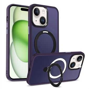 Voor iPhone 15 Hoesje PC+TPU Shell Magnetische Telefoonhoes met Ring Kickstand