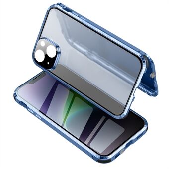 Voor iPhone 15 Privacy Magnetische Hoes Dubbelzijdige Gehard Glas Telefoonhoes met Veiligheidsslot