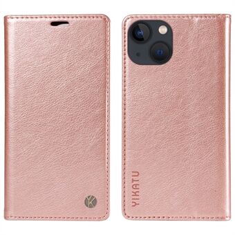 YIKATU YK-006 voor iPhone 15 Hoesje Leren Portemonnee Magnetische Litchi Textuur Telefoonhoesje met Standfunctie