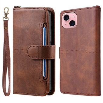 KT Leather Series-4 voor iPhone 15 Leren Hoes 2-in-1 Afneembare Telefoonstandaard Portemonnee-hoes