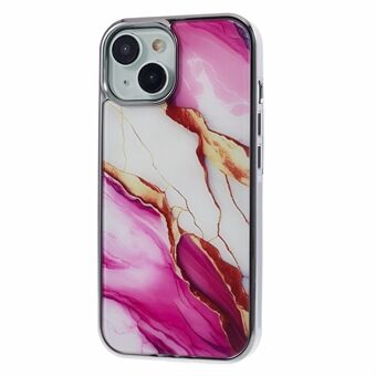 Voor iPhone 15 Cover PC+TPU Anti-kras Elektroplating Marmer Patroon Telefoonhoesje