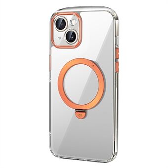 XUNDD hoesje voor iPhone 15 compatibel met MagSafe Kickstand PC+TPU doorzichtige telefoonhoes