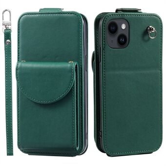 Voor iPhone 15 Hoesje Telefoonhoesje Leer+TPU Verticale Flip Telefoonhoes met Kaartzak