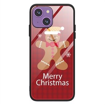 Voor iPhone 15 hoesje TPU+Gehard glas Kerstpatroon Print Telefoonhoes