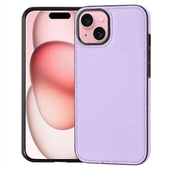 Voor iPhone 15 Hoesje Anti-val Litchi Textuur PU Leer+TPU Telefoon Beschermer