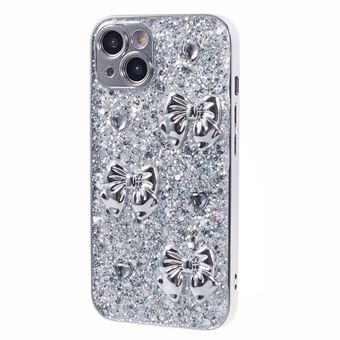 Voor iPhone 15 hoesje 3D Epoxy Elektroplating Zilver TPU Achterkant voor Telefoon